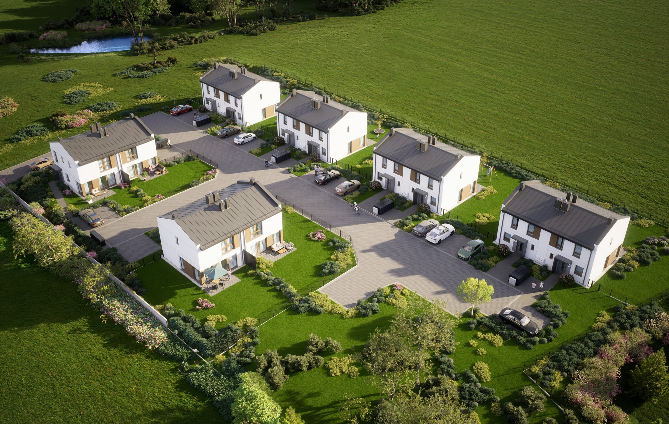 Osiedle Nad Stawem — widok z lotu ptaka